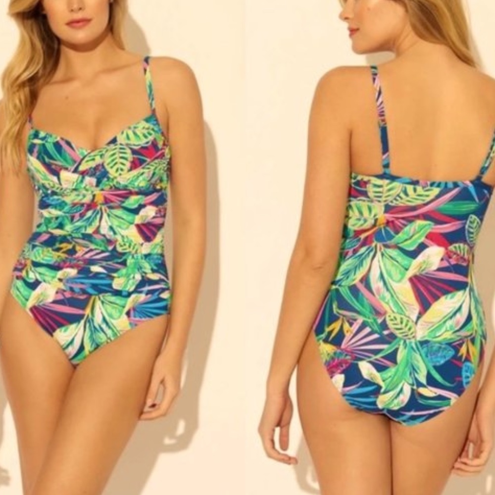 NWOT Bleu Rod Beattie Tropical Floral Swimsuit
